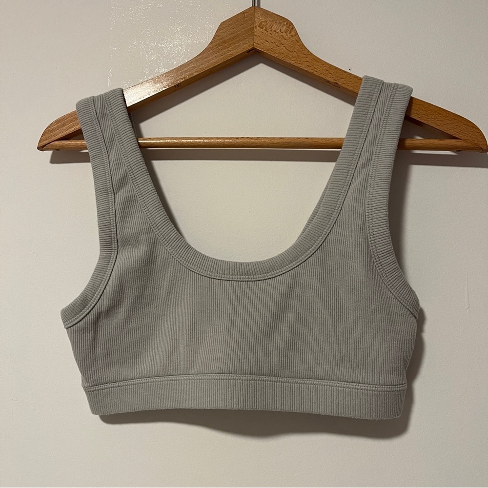 Gray Ribbed Sports Bra